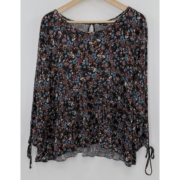American Eagle Women’s Floral Flowy Toe Sleeve Blouse Sz M Boho Peasant Festival - Picture 1 of 10